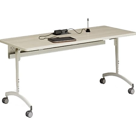 Bretford Explore Flip & Nest Collaborative Table With Casters, Modesty Panel And Power System, Gray Mist