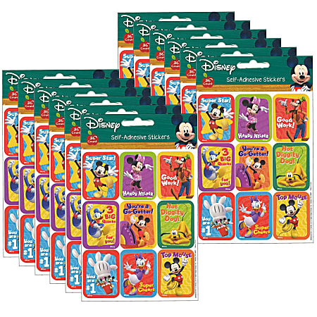 Eureka Giant Stickers, Mickey Mouse Clubhouse Motivational, 36 Stickers Per Pack, Set Of 12 Packs