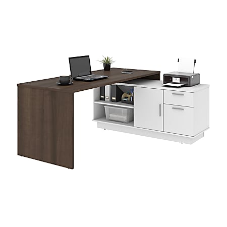Bestar Equinox 72 W L Shaped Corner Desk AntiguaWhite Office Depot