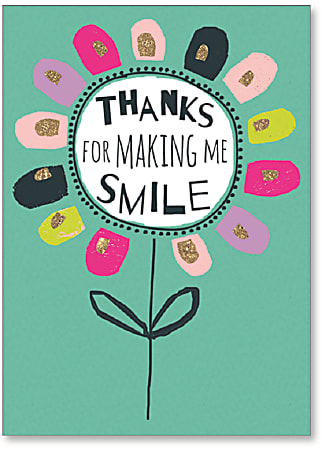 Viabella Thank You Greeting Card, Thanks For Making Me Smile, 5" x 7", Multicolor