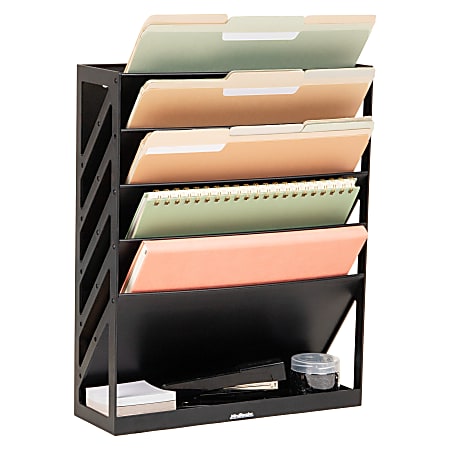 Mind Reader 5-Tier Vertical File Holder, 16&rdquo;H x 4-1/4&rdquo;W x 13&rdquo;D, Black