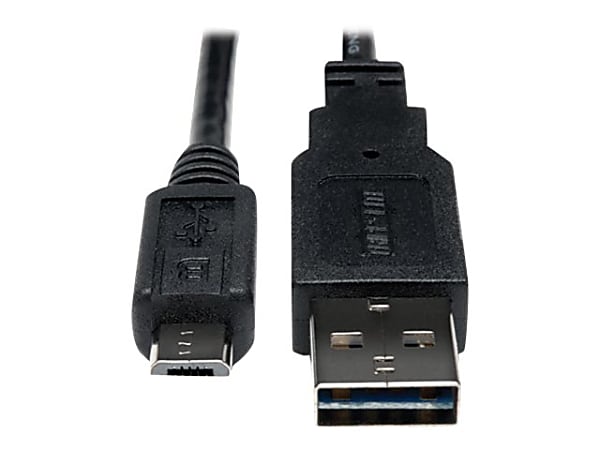 Eaton Tripp Lite Series Universal Reversible USB 2.0 Cable (Reversible A to 5Pin Micro B M/M), 1 ft. (0.31 m) - USB cable - Micro-USB Type B (M) to USB (M) - USB 2.0 - 1 ft - black