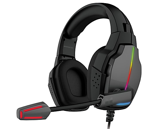wired color-change LED gaming headset with boom mic