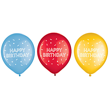Amscan Go Brightly Latex Balloons, Happy Birthday, Pack