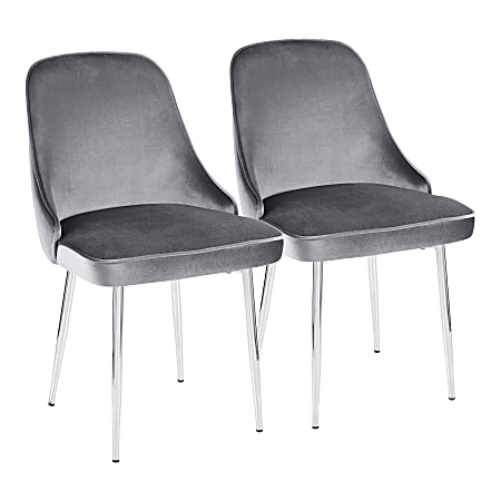 LumiSource Marcel Dining Chairs, Chrome/Blue, Set Of 2 Chairs