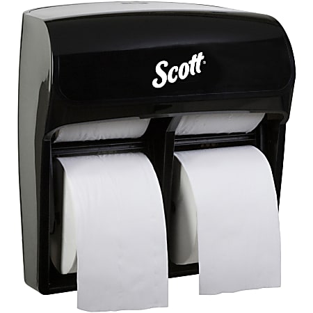 Scott Pro High Capacity SRB Toilet Paper Dispenser - Roll Dispenser - 4x Roll - 12.8"x11.3"x 6.2" Depth - Plastic - Black - Compact, Durable - 44518