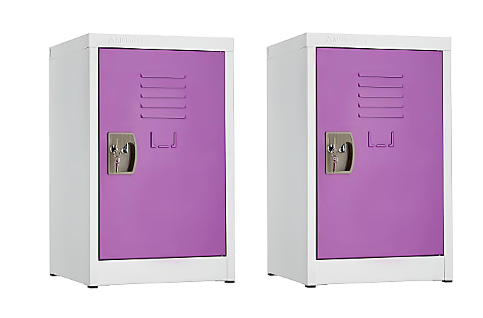 Alpine AdirOffice 1-Tier Steel Lockers, 24”H x 15”W x 15”D, Purple, Pack Of 2 Lockers