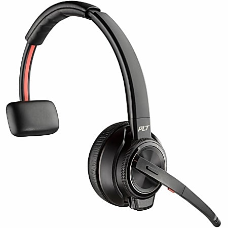 Poly Savi 8210 Single-Ear Wireless Headset - Mono - Wireless - Bluetooth/DECT - 590 ft - 32 Ohm - 20 Hz - 20 kHz - On-ear, Over-the-head - Monaural - Ear-cup - Noise Cancelling Microphone - Black