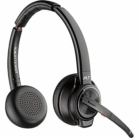 Poly Savi 8200 Office Stereo Headset - Stereo - Wireless - DECT - 590 ft - 32 Ohm - 20 Hz - 20 kHz - On-ear - Binaural - Ear-cup - Noise Cancelling Microphone - Black