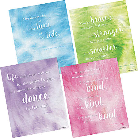 Barker Creek Art Prints, 8” x 10”, Dancing In The Rain Tie-Dye And Ombré Collection, Pre-K To College, Set Of 4 Prints