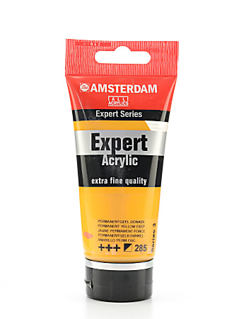 Amsterdam Expert Acrylic Paint Tubes, 75 mL, Permanent Yellow Deep, Pack Of 2