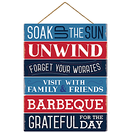 Amscan Patriotic Backyard Rules Large MDF Easel Sign, 17-3/4" x 13-3/4", Multicolor