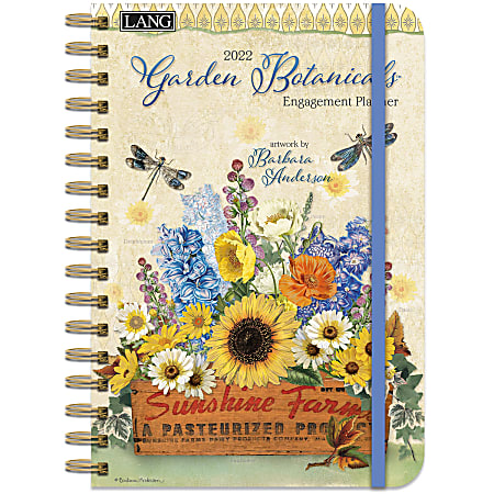 Lang Monthly/Weekly Spiral Engagement Planner, 6” x 8”, Garden Botanicals, January To December 2022, 229910110