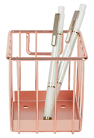 Realspace® Rose Gold Wire Hanging Organizer System, Pencil Cup Attachment