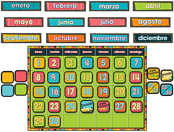 Carson-Dellosa Bulletin Board Set, Stylin' Stripes Spanish Calendar