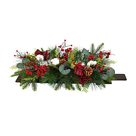 Nearly Natural 7”H Holiday Berries, Pine Cones And