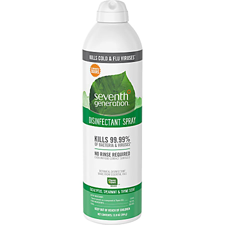Seventh Generation Disinfectant Spray - For Day Care - 13.9 fl oz (0.4 quart) - Eucalyptus Spearmint & Thyme Scent - 22981CT