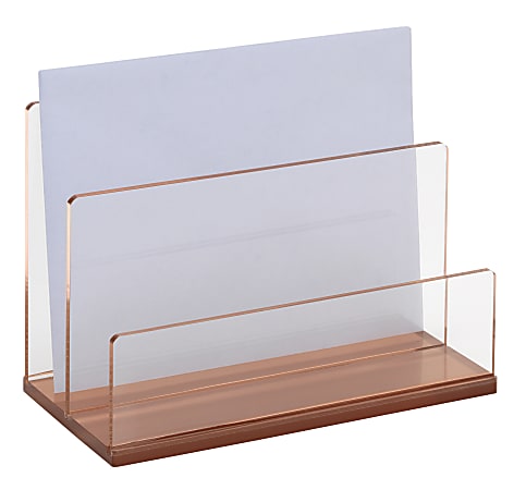 Realspace® Rose Gold Acrylic 2-Compartment Desk Sorter, Letter