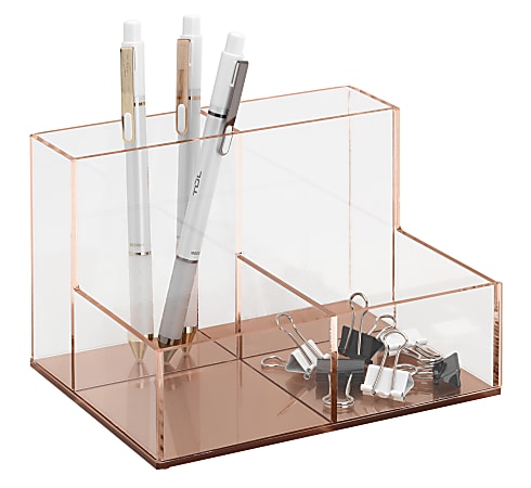 4-Drawer Clear Cosmetic Organizer with Gold Trim