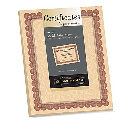 Southworth® Foil-Enhanced Parchment Certificates, 8 1/2" x