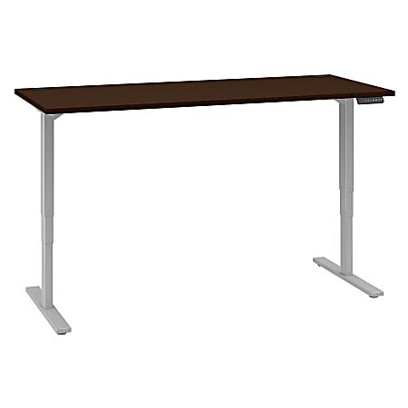 Bush Business Furniture Move 80 Series Electric 72"W x 30"D Height Adjustable Standing Desk, Mocha Cherry/Cool Gray Metallic, Standard Delivery