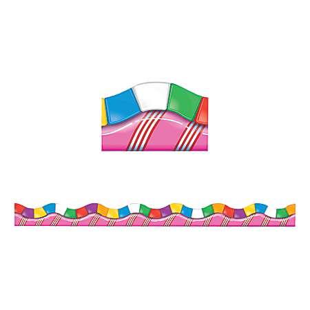 Eureka Wide Die-Cut Deco Trim® Borders, Dimensional Look, 3 1/4" x 37" Strips, Candy Land™, Pack Of 12