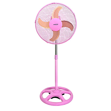 Brentwood 12" 3-Speed Adjustable Oscillating Stand Fan, 35" x 13", Pink