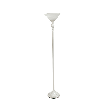 Elegant Designs 1-Light Torchiere Floor Lamp, 71"H, White