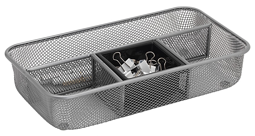 Office Depot® Brand Mesh Drawer Organizer, Silver