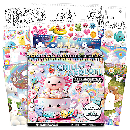 Fashion Angels Chill Axolotl Coloring & Collage Poster Set, Total Qty 1