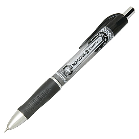 SKILCRAFT® Retractable Rollerball Pen, Needle Point, 0.7 mm, Black Barrel, Black Ink (AbilityOne 7520-01-624-9384)