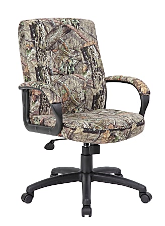 Boss Office Products Mossy Oak Ergonomic Bonded LeatherPlus™ Mid-Back Executive Chair, Camouflage
