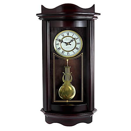 Bedford Clocks Wall Clock, 25-1/2”H x 11-1/2”W x 4-3/16”D, Chocolate Cherry