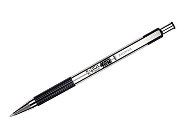 Zebra® Pen Stainless Steel Ballpoint Pens, Fine Point, 0.7mm, Stainless Steel, Black, Pack of 12