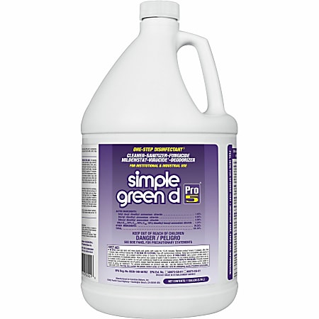Simple Green D Pro 5 One-Step Disinfectant - Concentrate - 128 fl oz (4 quart) - Disinfectant, Unscented, Dye-free - Clear - 4 / Carton