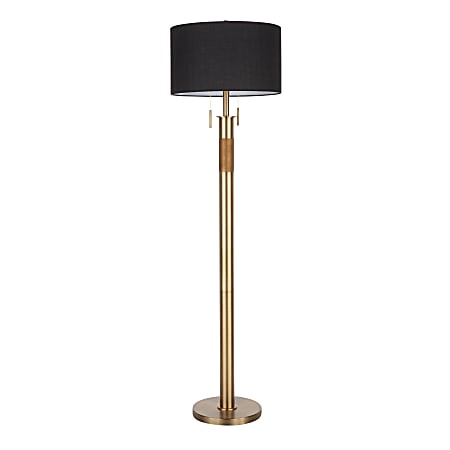 LumiSource Trophy Floor Lamp, 62"H, Black Shade/Antique Brass Base