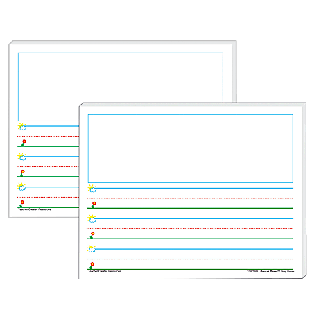 Teacher Created Resources Smart Start K-1 Story Paper, 8-1/2” x 11”, Primary Rule, White, 100 Sheets Per Pack, Set Of 2 Packs