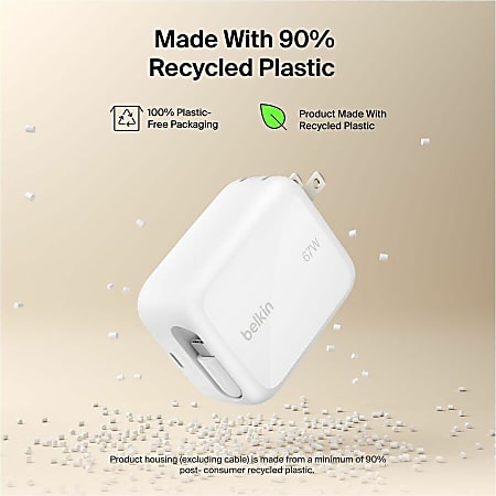 Belkin 67W GaN USB C Wall Charger w 3.3 ft Retractable USB C Cable ...