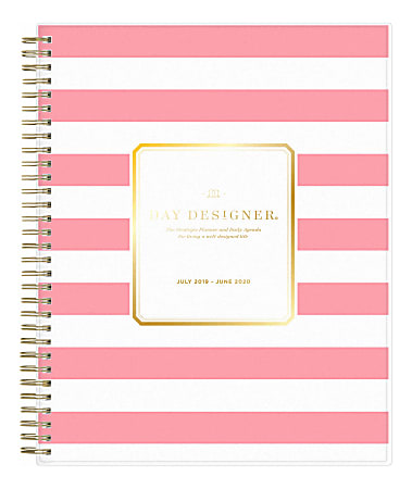 Day Designer Academic Daily/Monthly New Pink Stripe Planner, 8" x 10", July 2019 to June 2020