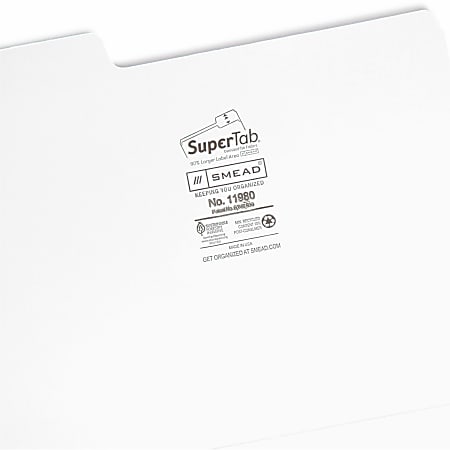 Smead SuperTab 1/3 Tab Cut Letter Recycled Top Tab File Folder - 8 1/2 Smead SuperTab 1/3 Tab Cut Letter Recycled Top Tab File Folder - 8 1/2