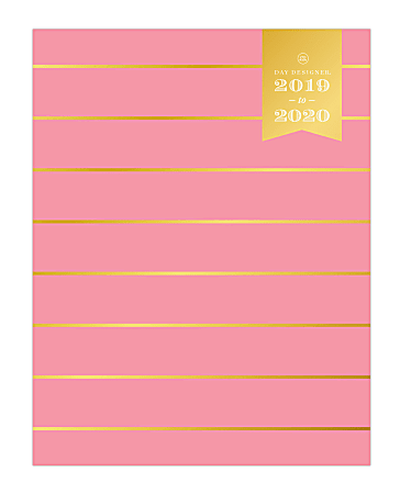 Day Designer Academic Monthly New Pink Stripe Slim Planner, 8-1/2" x 11", July 2019 to June 2020