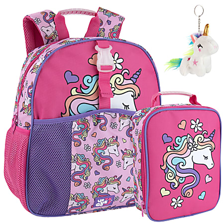 Up We Go Backpack With Lunch Bag And Keychain, Unicorn