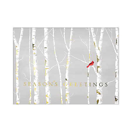 Custom Embellished Holiday Cards And Foil Envelopes, 7-7/8" x 5-5/8", Winter Solitude, Box Of 25 Cards