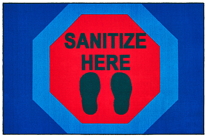 Carpets for Kids KID$Value Activity Rug, Sanitize Here Stop, 3' x 4-1/2', Blue