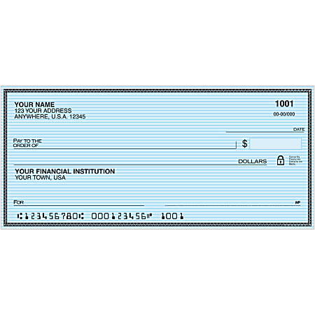 Custom Personal Single Checks, Blue Safety, Box Of 60 Checks