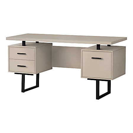 Monarch Specialties Violet 60"W Computer Desk, Taupe