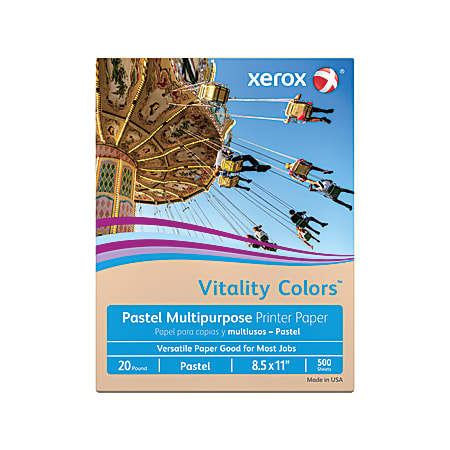 Xerox® Vitality Colors™ Multi-Use Printer Paper, Letter Size (8 1/2" x 11"), 20 Lb, 30% Recycled, Tan, Ream Of 500 Sheets