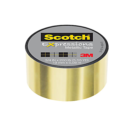 Scotch® Expressions Metallic Tape, 1" Core, 0.75" x 200", Gold