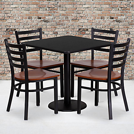 Flash Furniture Square Table And 4 Ladder-Back Chairs,