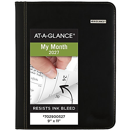 AT-A-GLANCE Executive® 2027 Monthly Padfolio, Black, Large, 9" x 11"